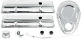 Chevrolet Engine Dress-Up Set; Small Block; Low Profile Valve Covers; Timing Cover; Chrome