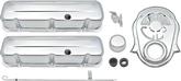 Chevrolet Engine Dress-Up Set; Big Block; Tall Profile Valve Covers; Timing Cover; Chrome